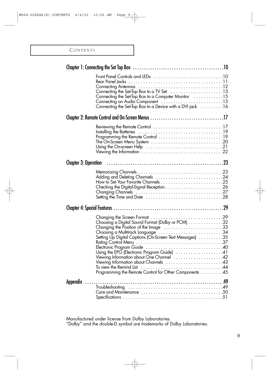 Samsung SIR-T351 manual Connecting the Set Top Box, Special Features 