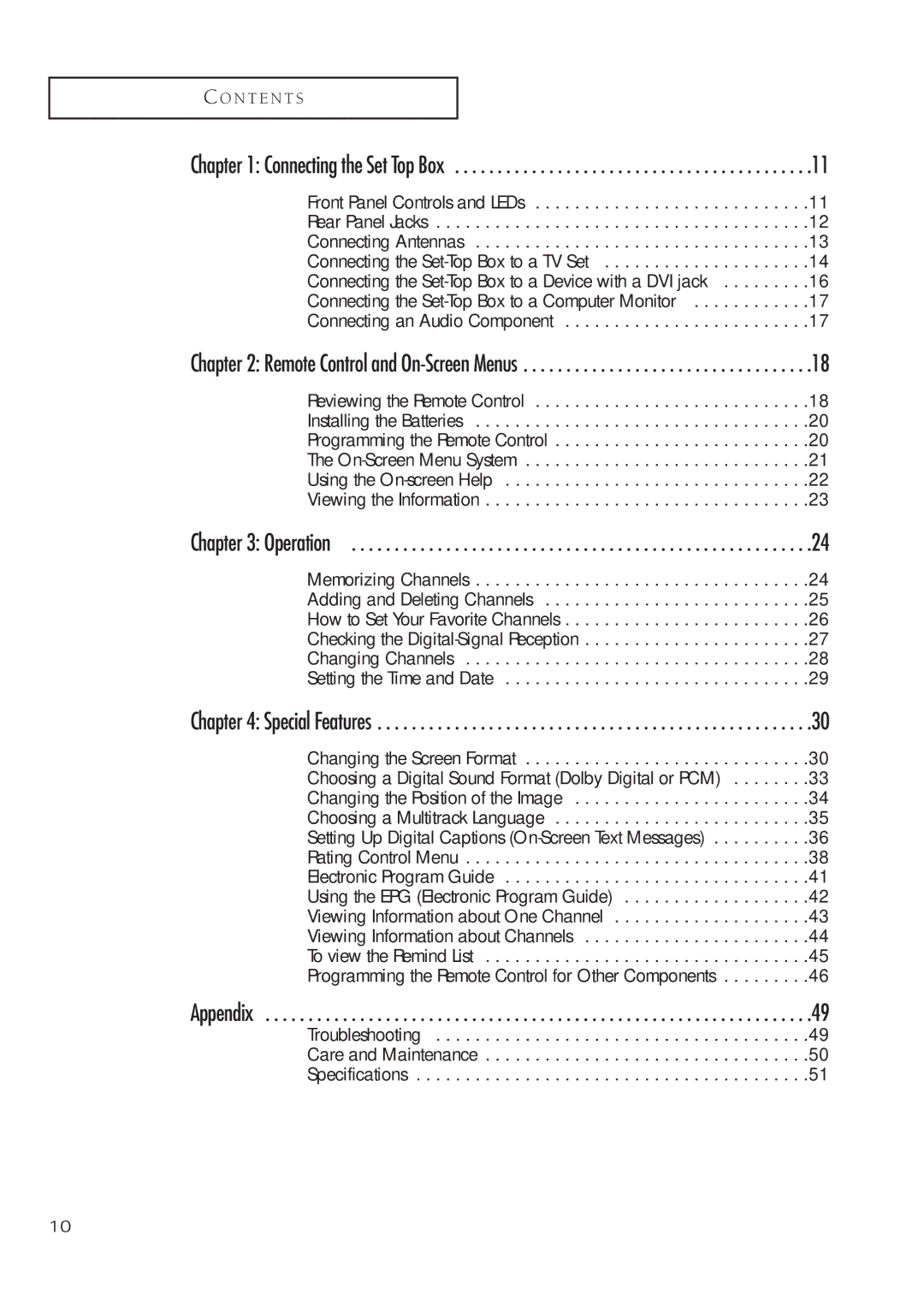 Samsung SIR-T451 manual Troubleshooting Care and Maintenance Specifications 