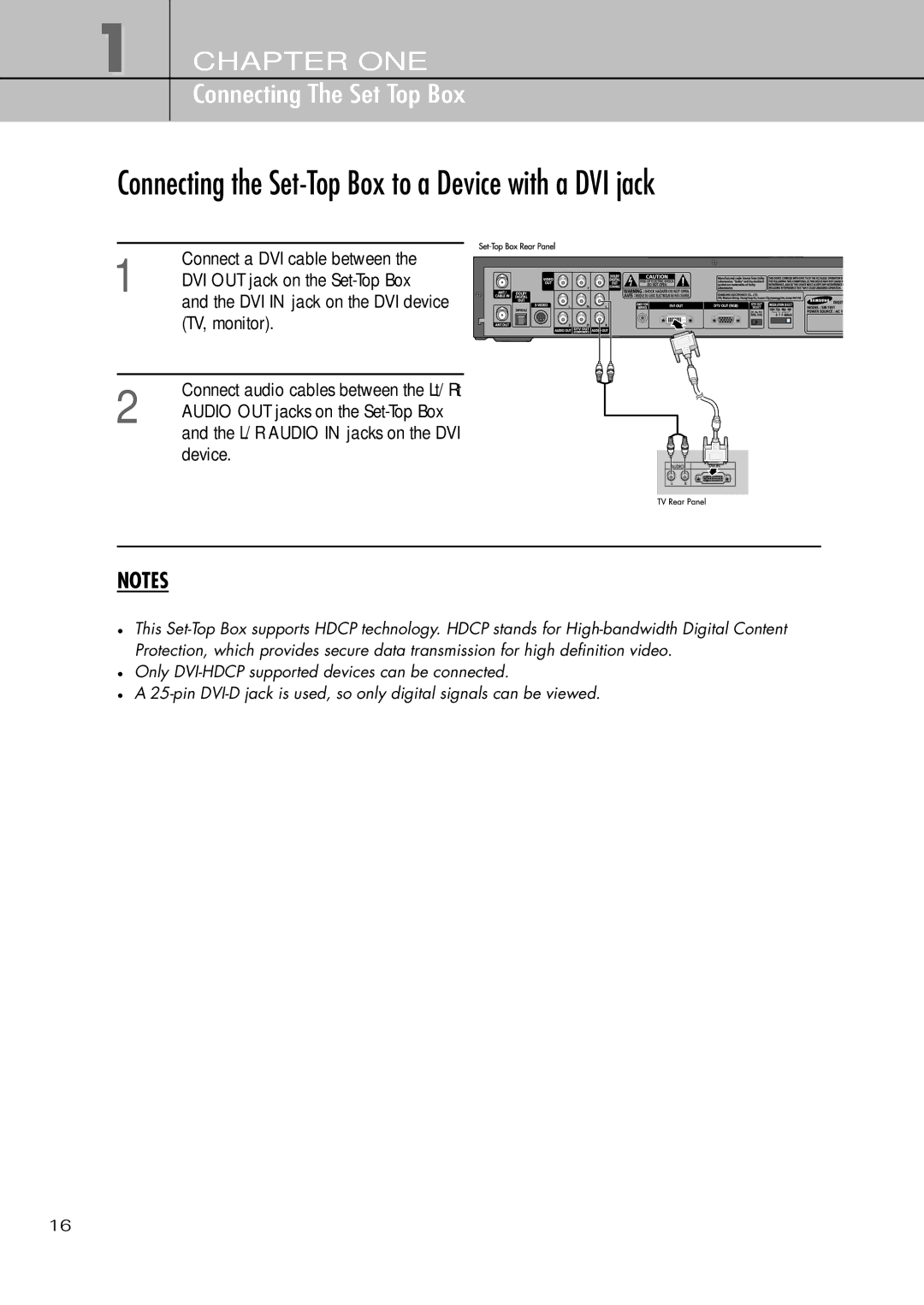 Samsung SIR-T451 manual Connecting the Set-Top Box to a Device with a DVI jack 