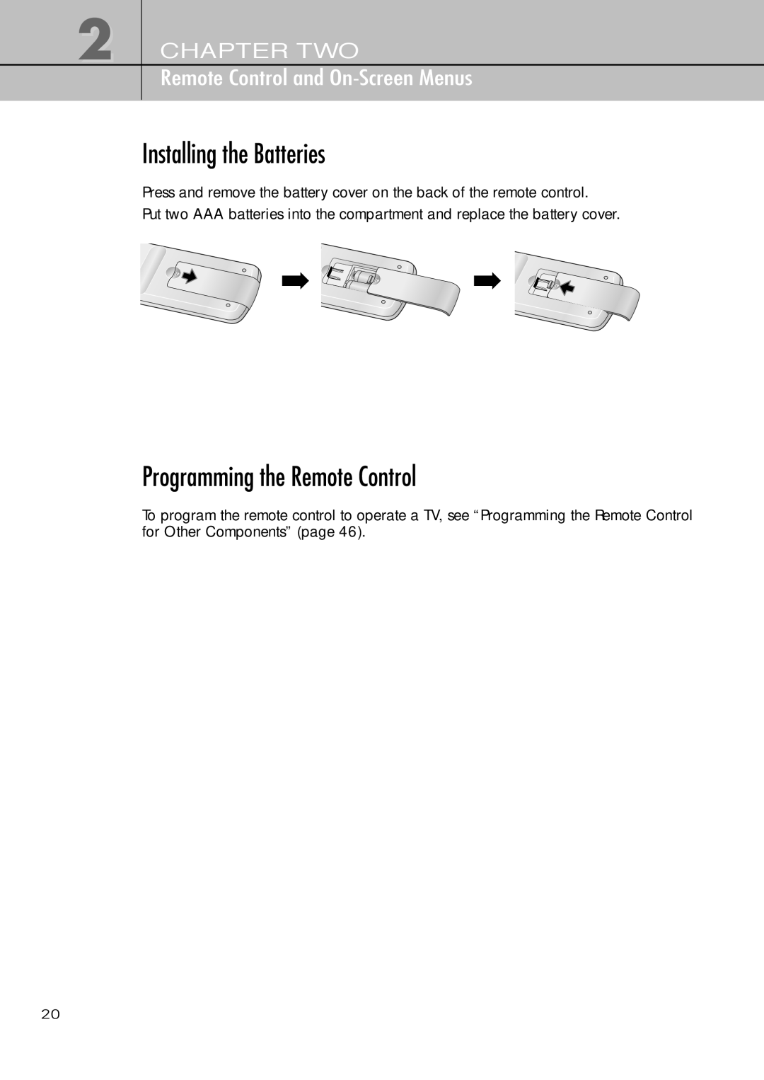 Samsung SIR-T451 manual Installing the Batteries, Programming the Remote Control 