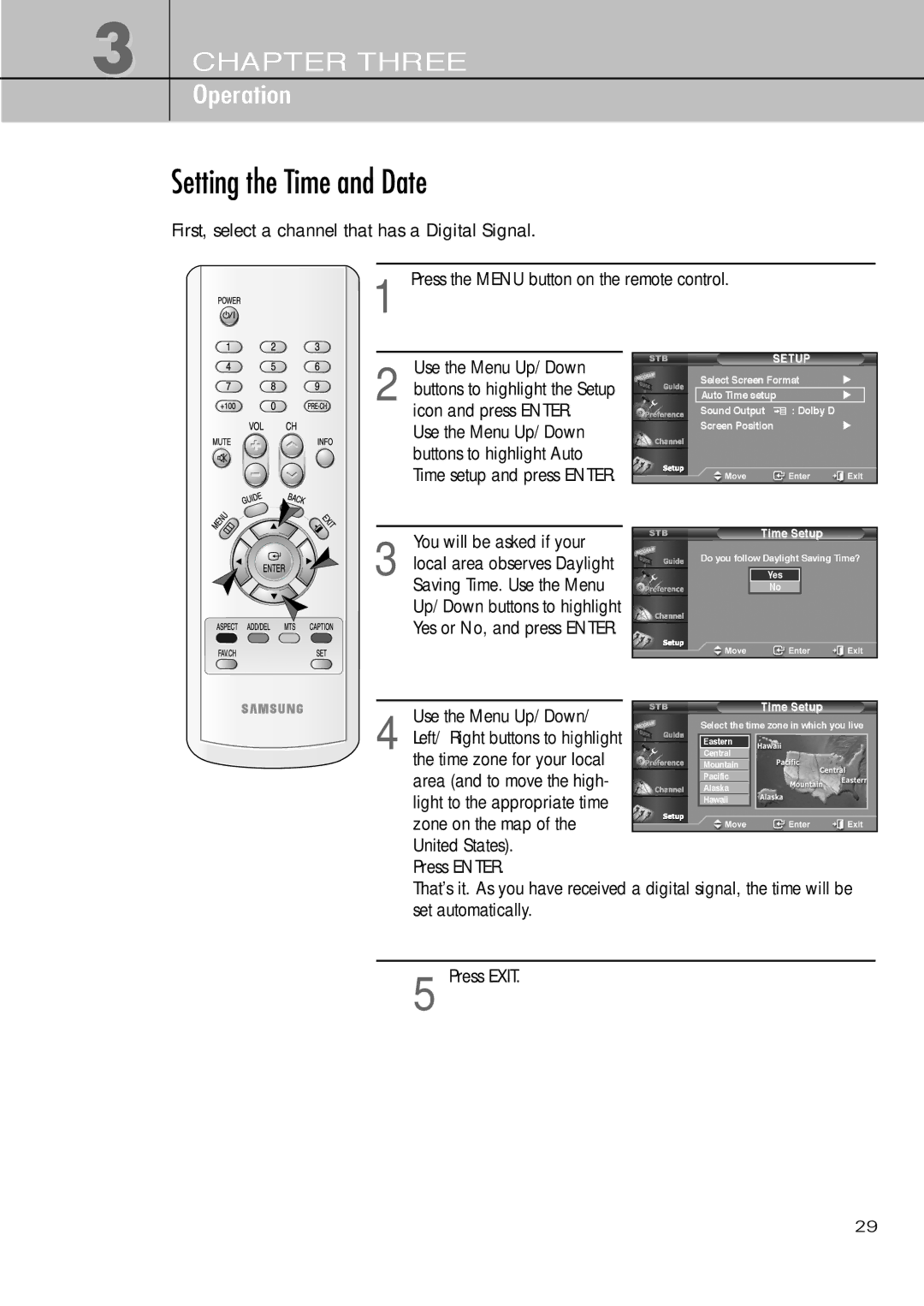 Samsung SIR-T451 manual Setting the Time and Date, You will be asked if your 