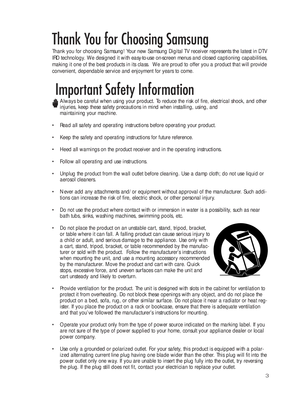 Samsung SIR-T451 manual Important Safety Information 