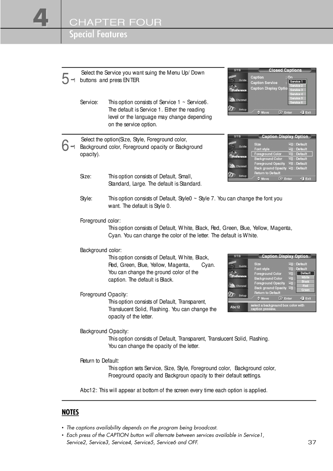 Samsung SIR-T451 manual Select the optionSize, Style, Foreground color 