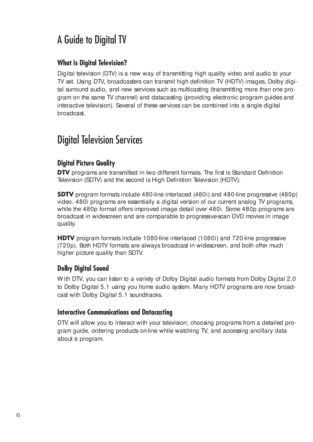 Samsung SIR-T451 manual Guide to Digital TV, Digital Television Services 