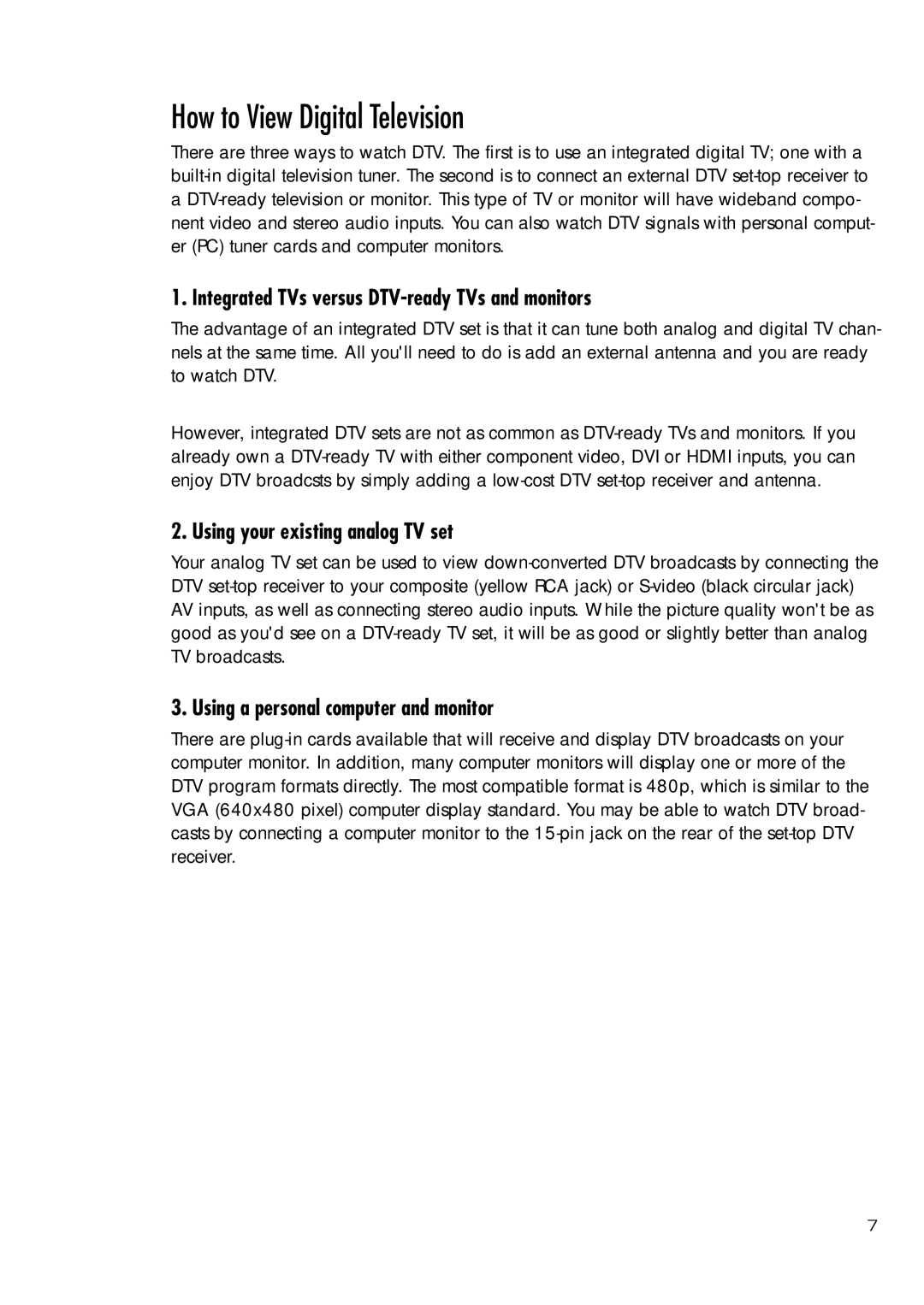 Samsung SIR-T451 manual How to View Digital Television, Integrated TVs versus DTV-ready TVs and monitors 