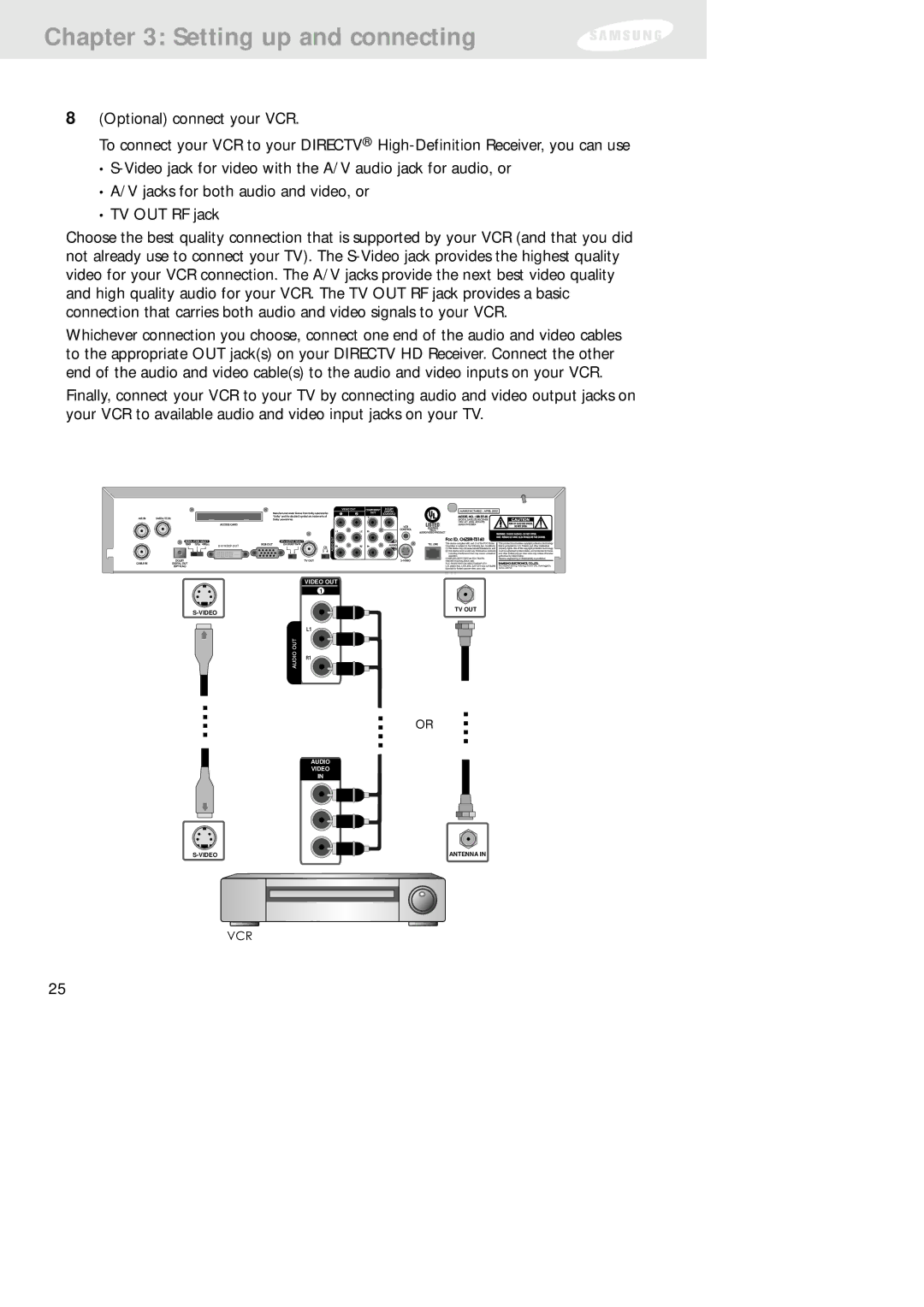 Samsung SIR-TS160 owner manual Vcr 