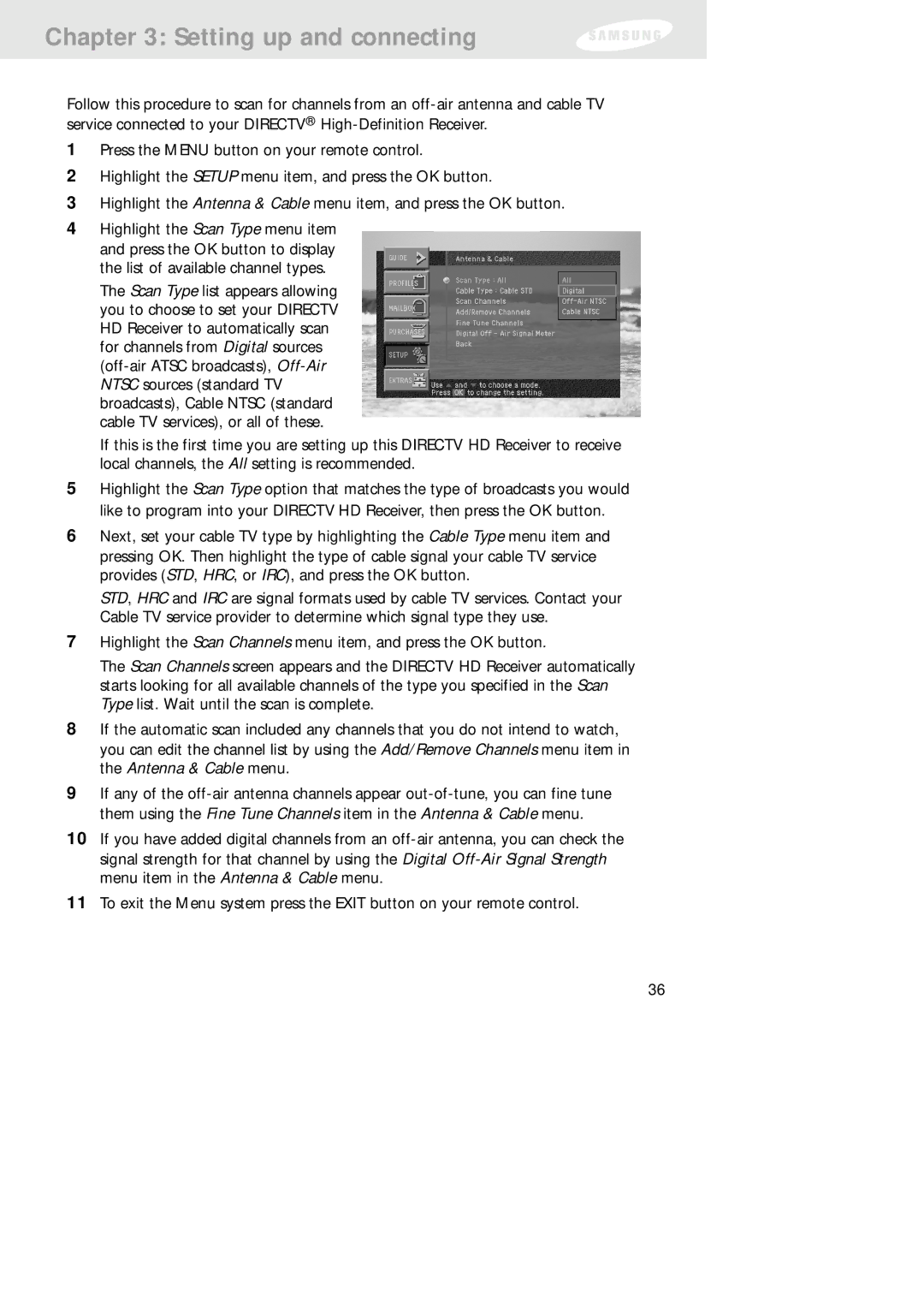 Samsung SIR-TS160 owner manual Setting up and connecting 