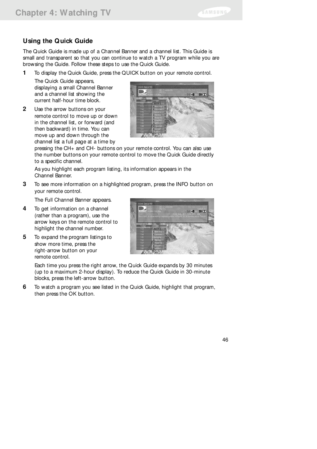 Samsung SIR-TS160 owner manual Using the Quick Guide 