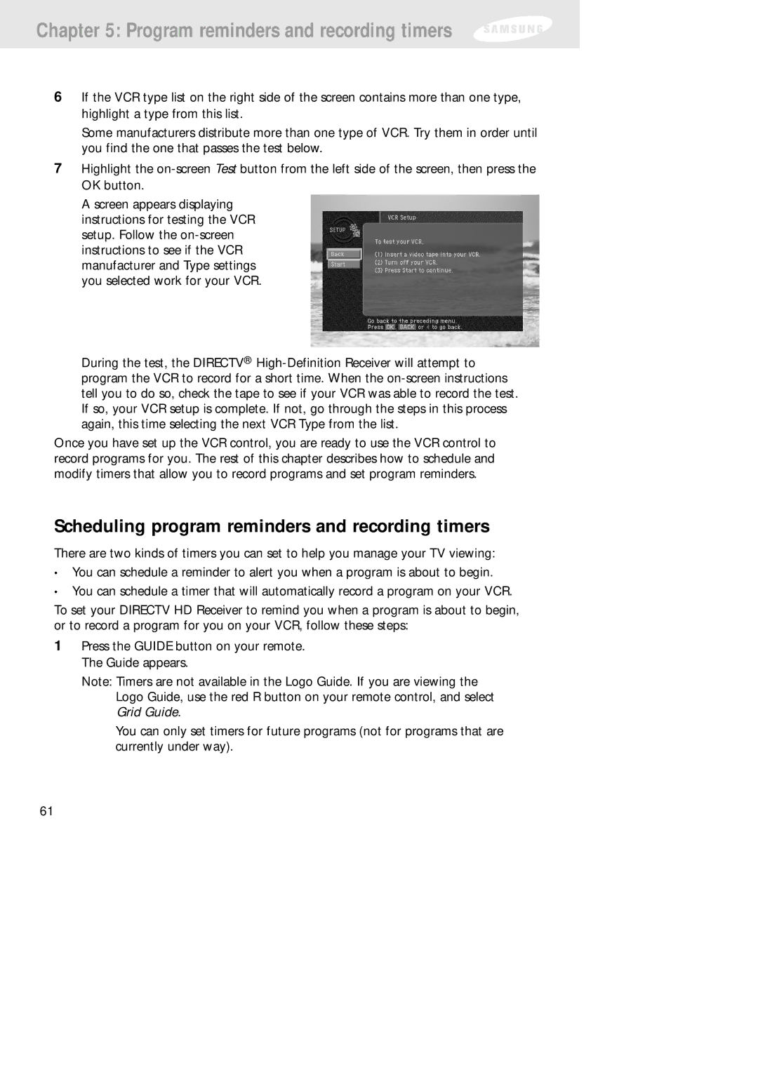 Samsung SIR-TS160 owner manual Scheduling program reminders and recording timers 