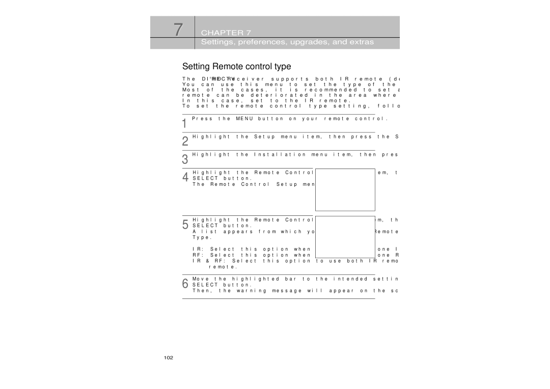 Samsung SIR-TS360 owner manual Setting Remote control type 