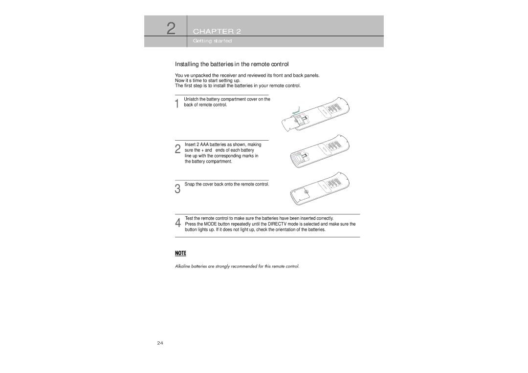 Samsung SIR-TS360 owner manual Installing the batteries in the remote control, Snap the cover back onto the remote control 