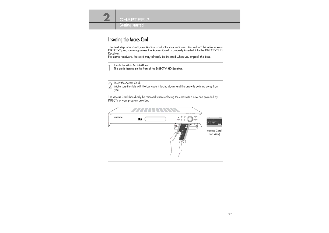 Samsung SIR-TS360 owner manual Inserting the Access Card 