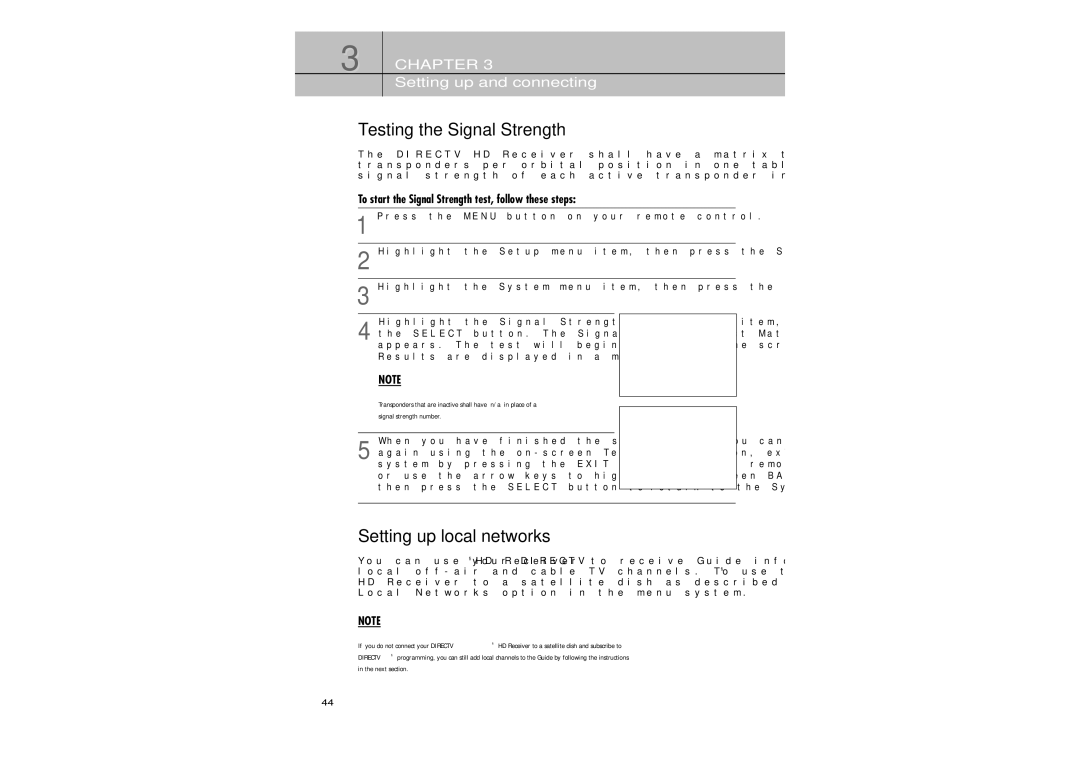 Samsung SIR-TS360 owner manual Testing the Signal Strength, Setting up local networks 