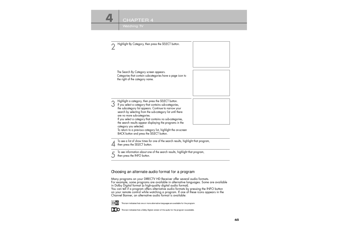 Samsung SIR-TS360 owner manual Choosing an alternate audio format for a program 