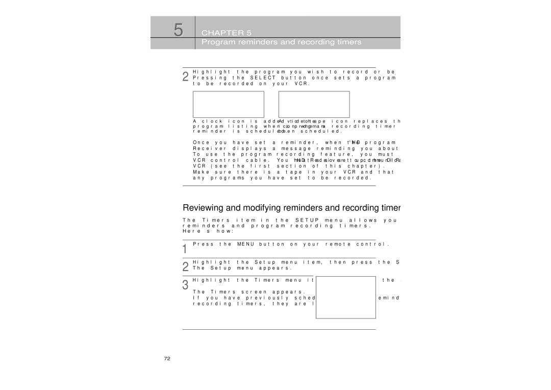 Samsung SIR-TS360 owner manual Reviewing and modifying reminders and recording timers 