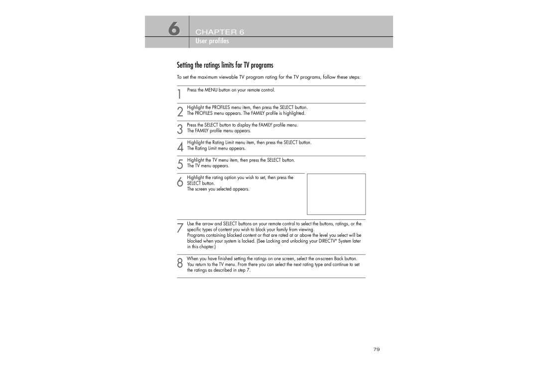 Samsung SIR-TS360 owner manual Setting the ratings limits for TV programs 