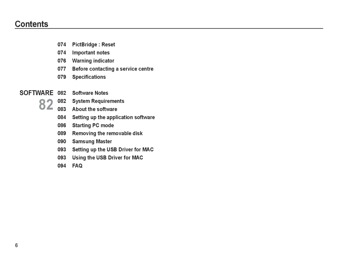 Samsung SL102 manual Software 