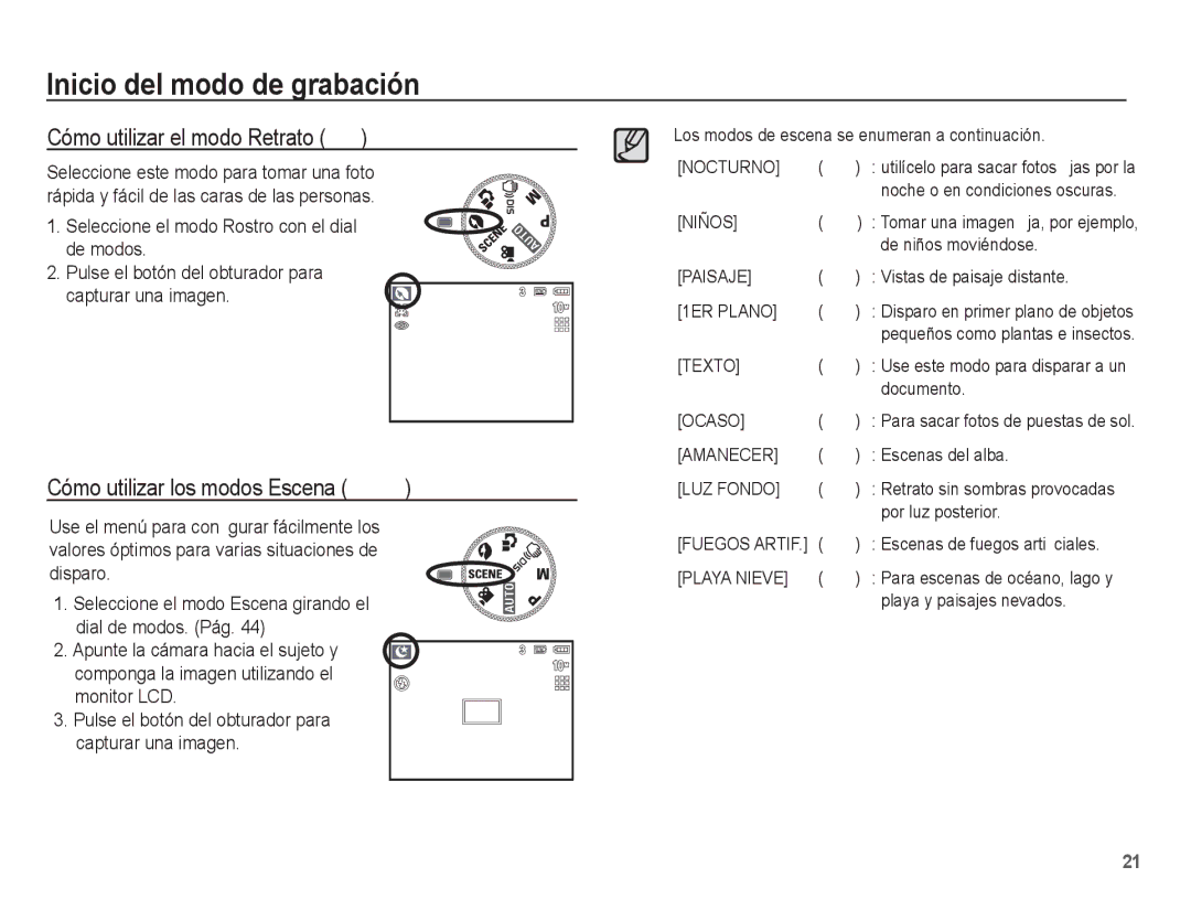 Samsung SL201 manual Cómo utilizar el modo Retrato 