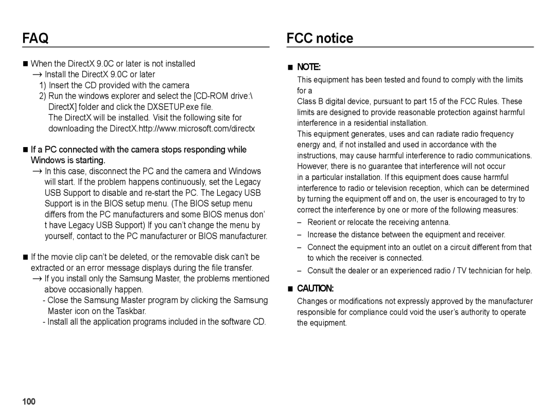 Samsung SL202 user manual FCC notice 