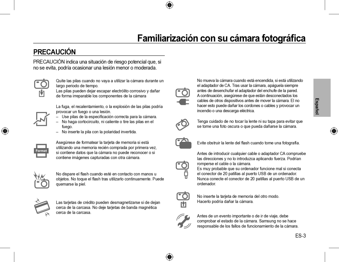 Samsung SL310W manual Precaución, ES-3 