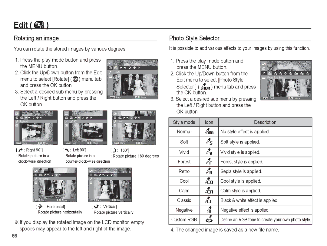 Samsung SL35 manual Rotating an image, You can rotate the stored images by various degrees, Selector 