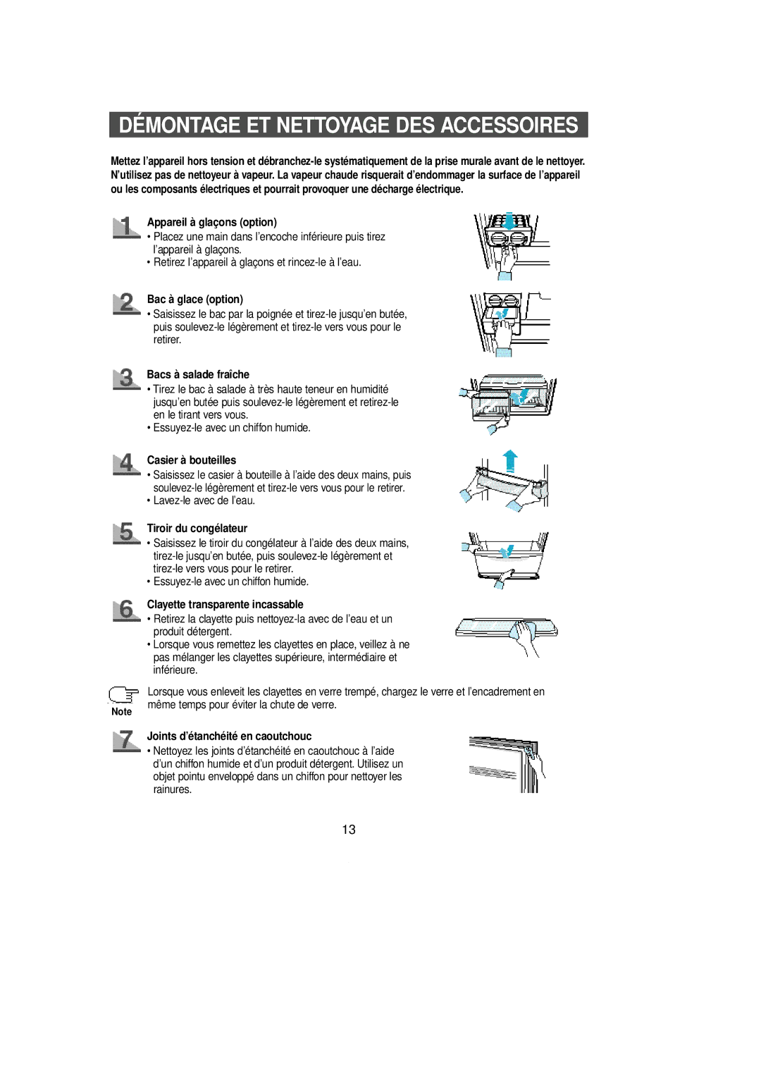 Samsung SL39WJ2/XEF Appareil à glaçons option, Bac à glace option, Tiroir du congélateur, Clayette transparente incassable 