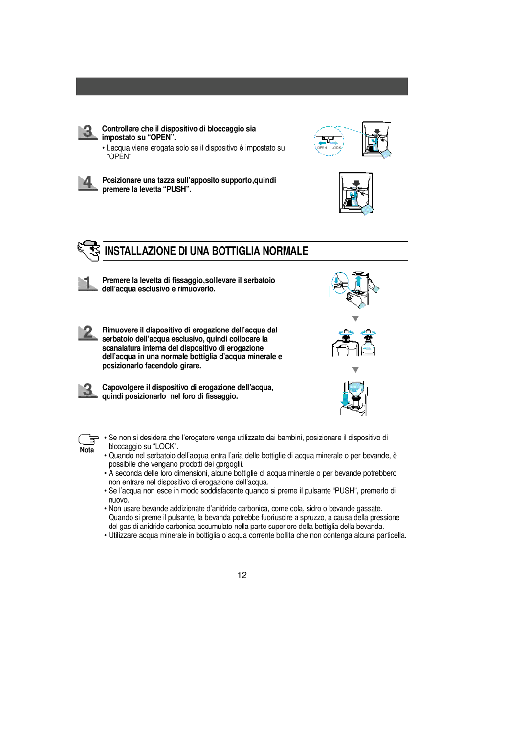 Samsung SL39SJ1/XET, SL39WJ2/XET, SL36WJ1/XEU, SL36WJ1/XET, SL39GH1/XET, SL39SH1/XET Installazione DI UNA Bottiglia Normale 