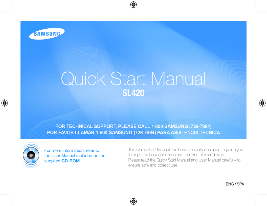 Samsung SL420 quick start manual Quick Start Manual 