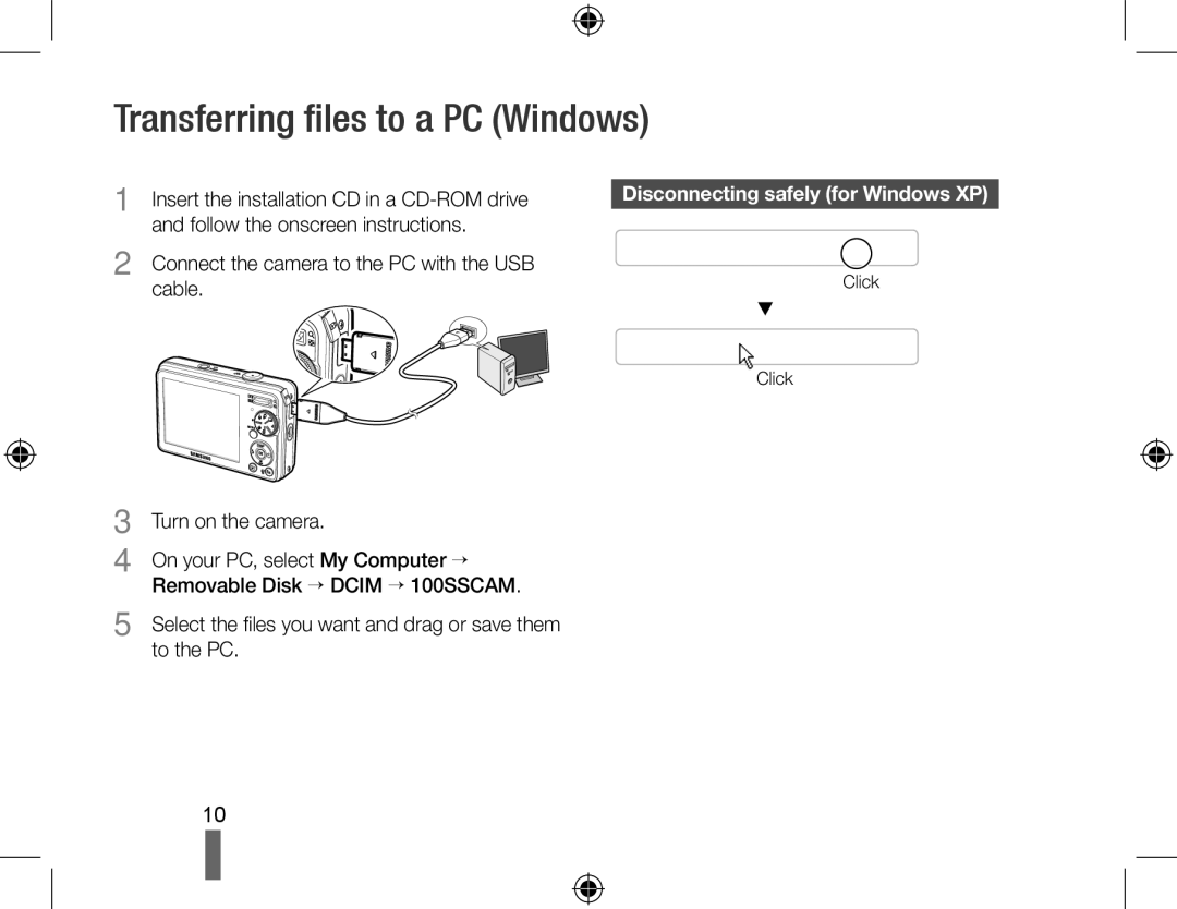 Samsung SL420 Transferring files to a PC Windows, Select the files you want and drag or save them to the PC, Click 