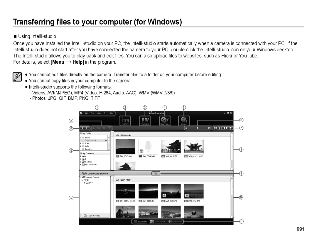 Samsung SL600 user manual Using Intelli-studio, For details, select Menu Ã Help in the program 