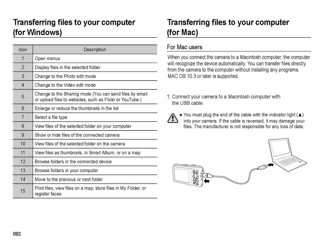 Samsung SL600 user manual Transferring files to your computer for Mac, For Mac users 