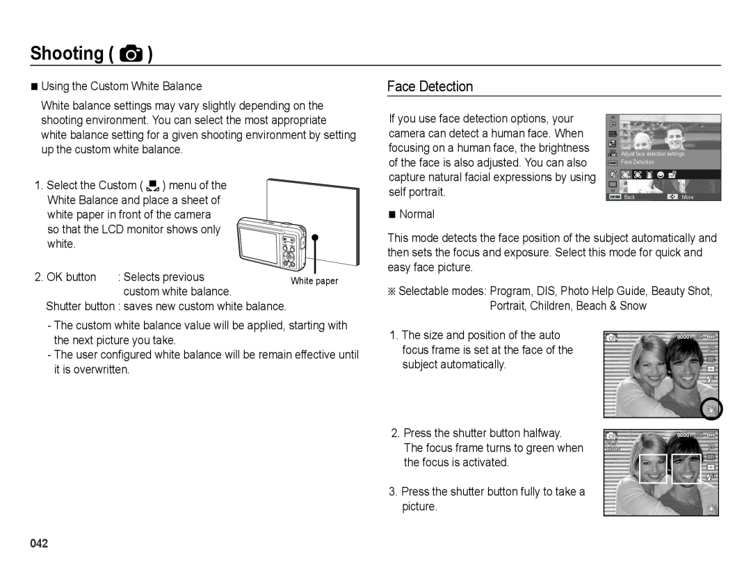 Samsung SL605 user manual Face Detection, Shooting 