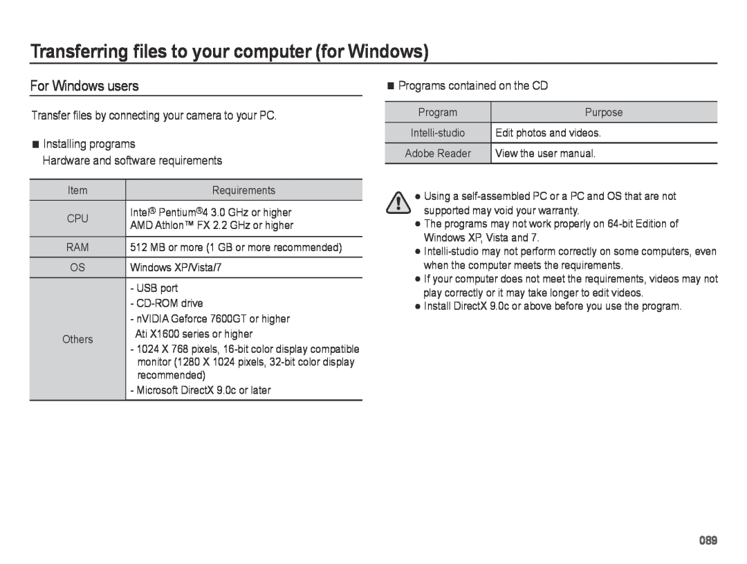 Samsung SL605 user manual Transferring files to your computer for Windows, For Windows users 