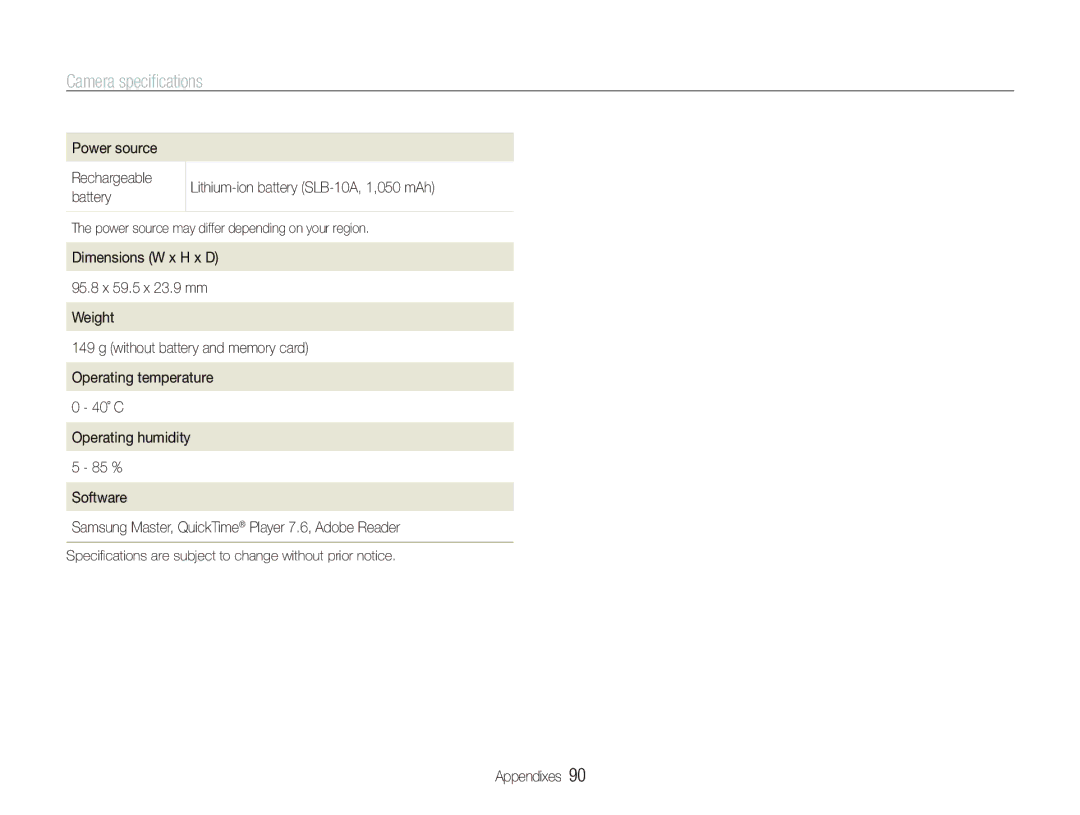 Samsung SL720 user manual Power source may differ depending on your region 