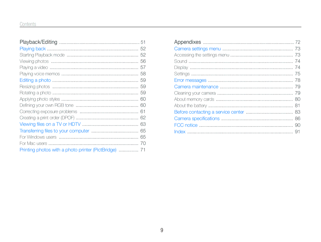 Samsung SL820 user manual Contents 