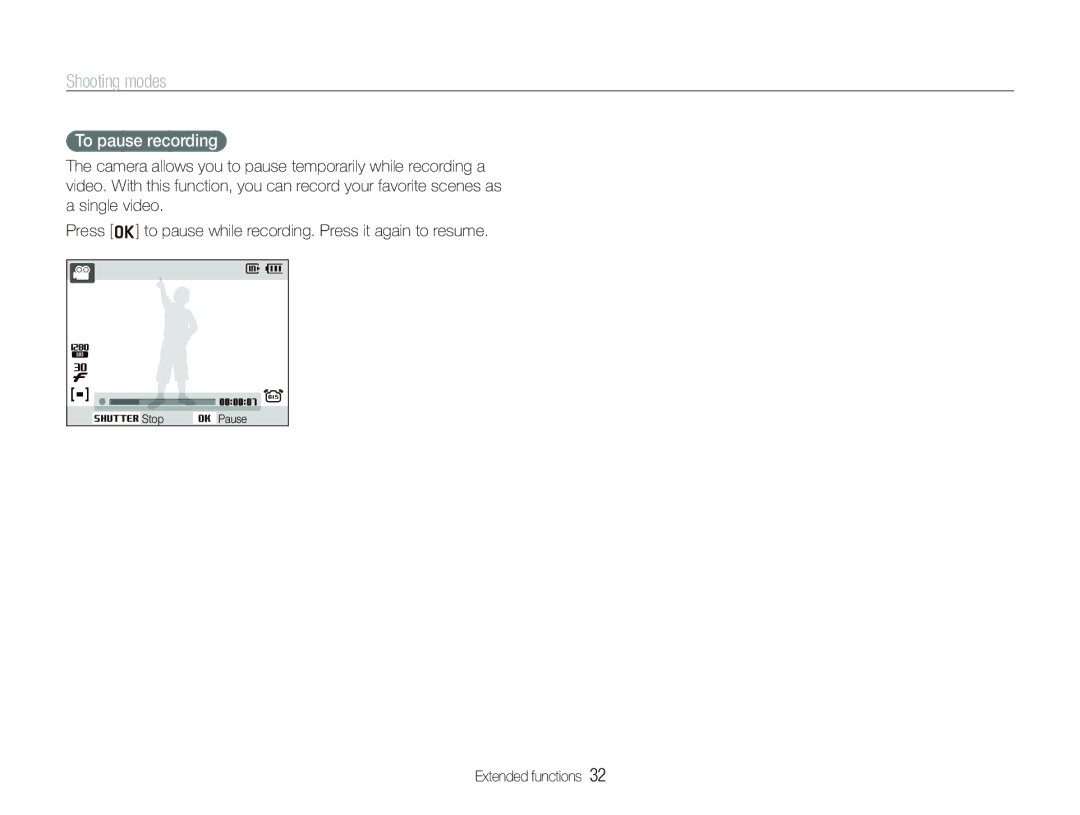 Samsung SL820 user manual To pause recording 