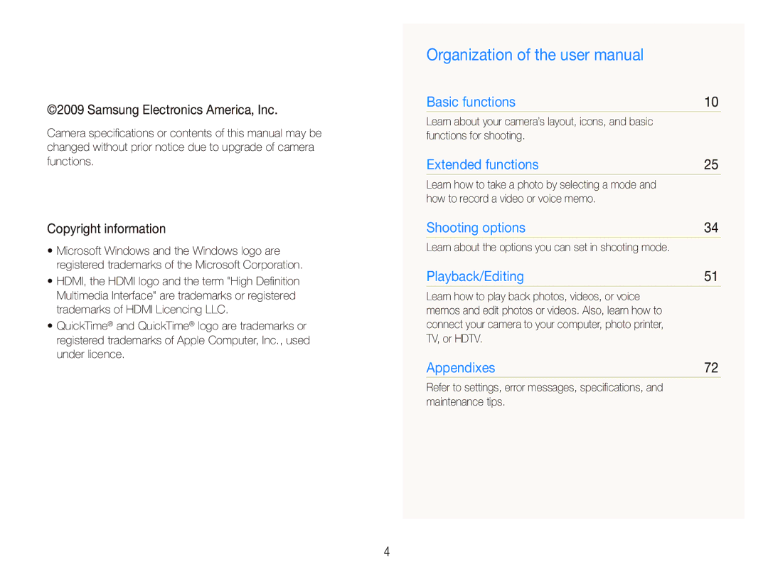 Samsung SL820 user manual Samsung Electronics America, Inc, Copyright information 