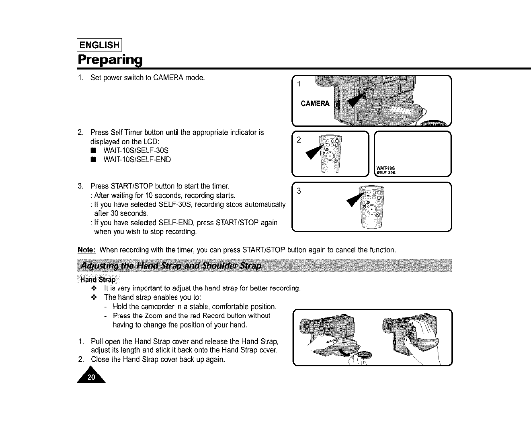 Samsung SC-L810, SL870, SL860 manual Preparing, WAIT-10S/SELF-30S WAIT-10S/SELF-END 