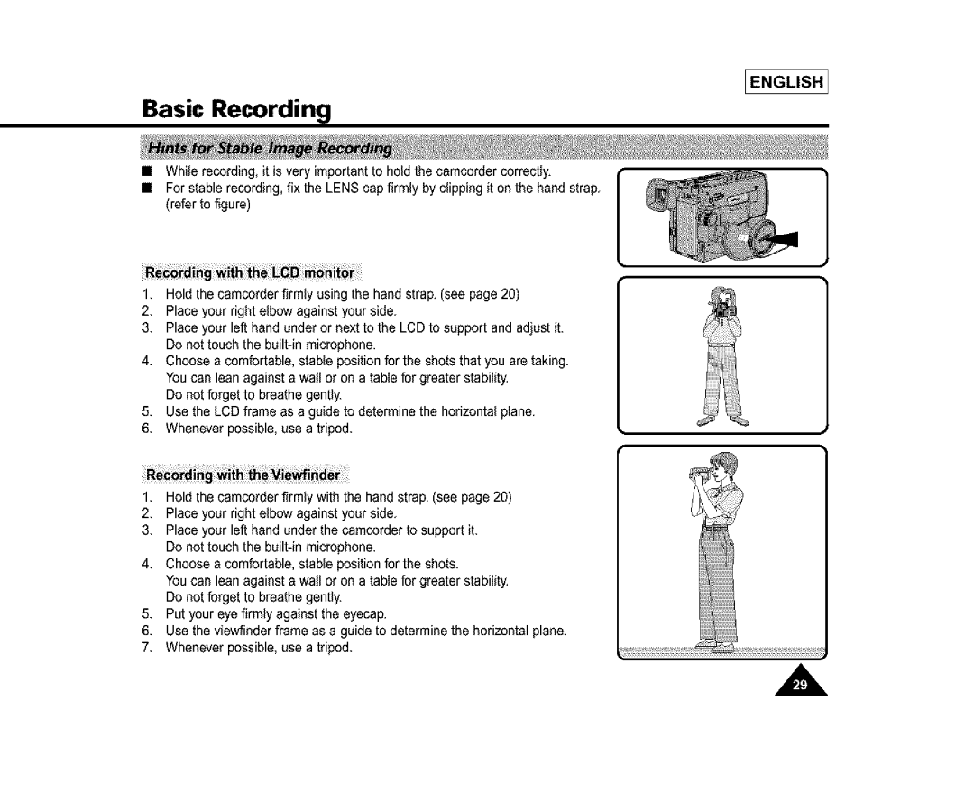 Samsung SC-L810, SL870, SL860 manual Basic Recording 