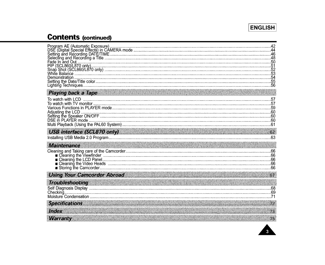 Samsung SL870, SL860, SC-L810 manual Contents 