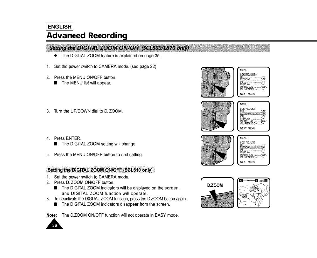 Samsung SL870, SL860, SC-L810 manual Lpip OFF J 