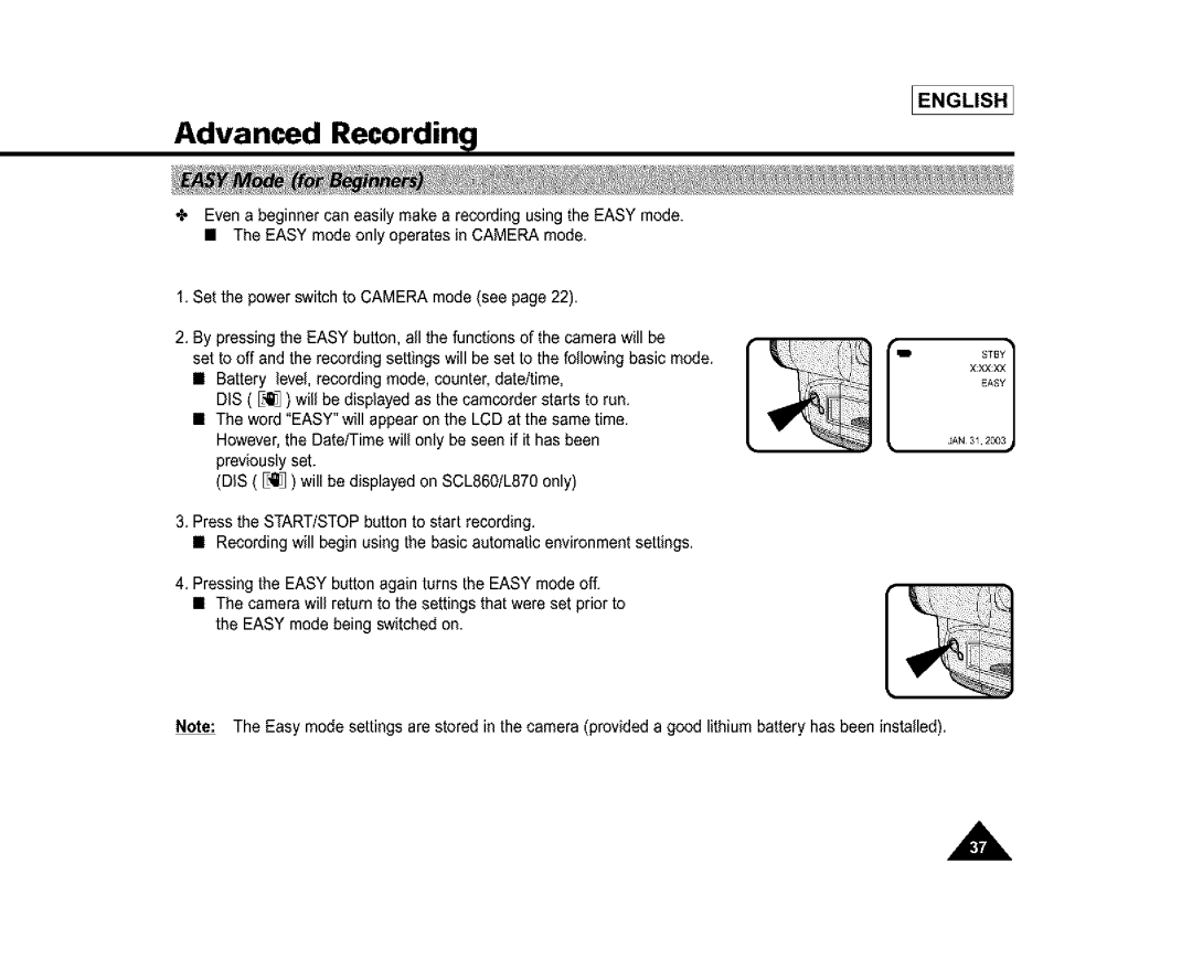 Samsung SL860, SL870, SC-L810 manual Previously set 