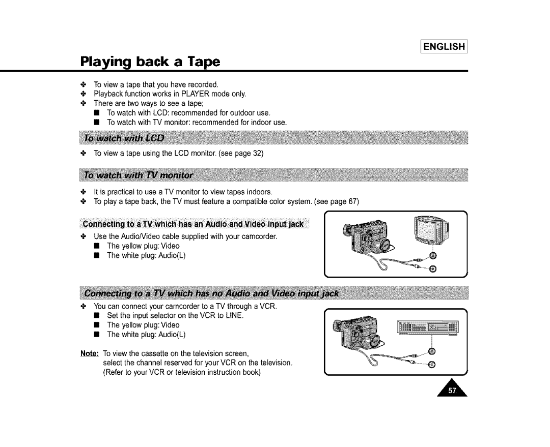 Samsung SL870, SL860, SC-L810 manual Playing back a Tape 