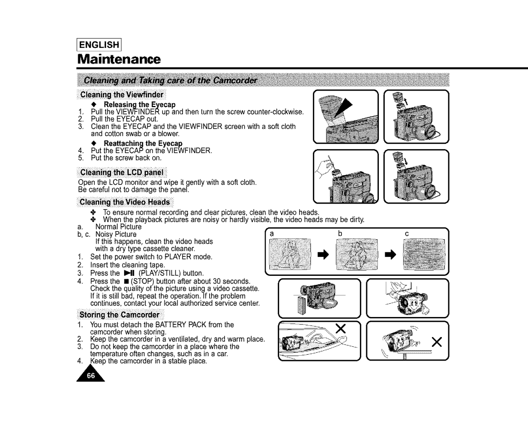 Samsung SL870, SL860, SC-L810 manual Maintenance, Releasing the Eyecap 