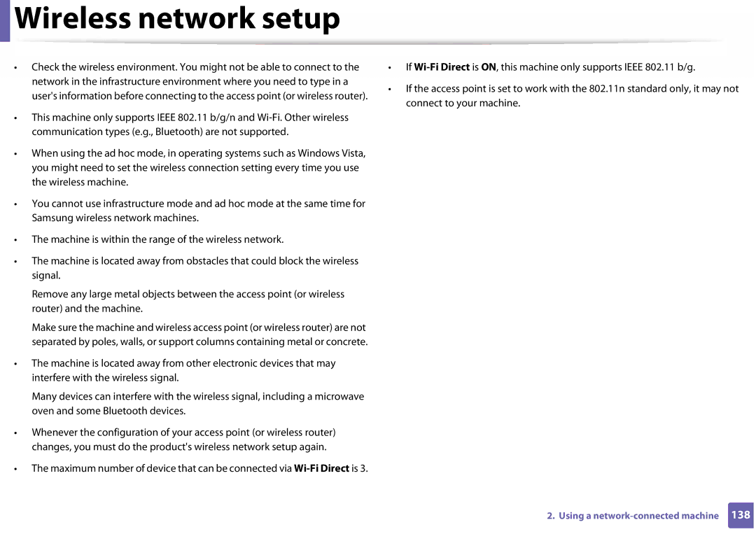 Samsung SLC410WXAC, SLC410WXAA manual Wireless network setup 