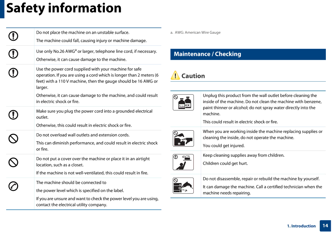 Samsung SLC410WXAC, SLC410WXAA manual Maintenance / Checking 