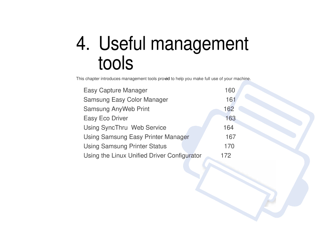 Samsung SLC410WXAA, SLC410WXAC manual Useful management tools 