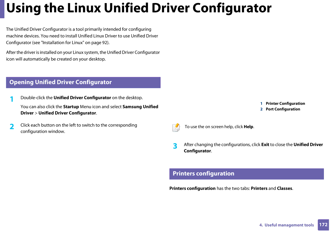 Samsung SLC410WXAC, SLC410WXAA manual Using the Linux Unified Driver Configurator, Opening Unified Driver Configurator 