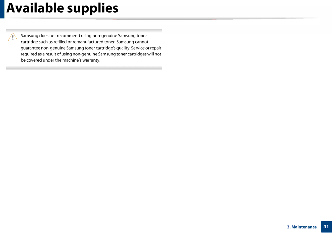 Samsung SLC410WXAA, SLC410WXAC manual Available supplies 