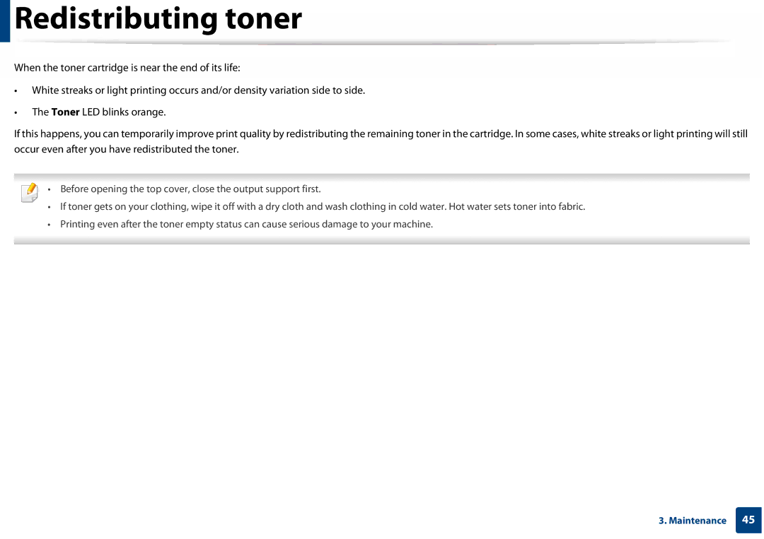 Samsung SLC410WXAA, SLC410WXAC manual Redistributing toner 